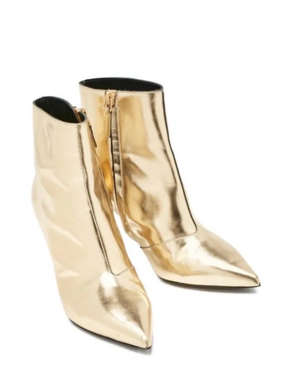Balenciaga Paris Metallic Gold Leather Pointed ToeStiletto Ankle
Boots 433245 40